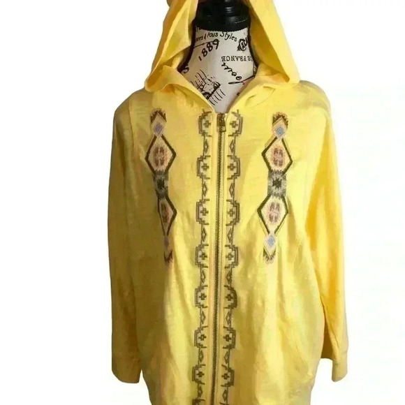 Chicos Zenergy Womens Size 1 Medium Yellow Jacket Top with Hood and Pockets - Picture 1 of 7